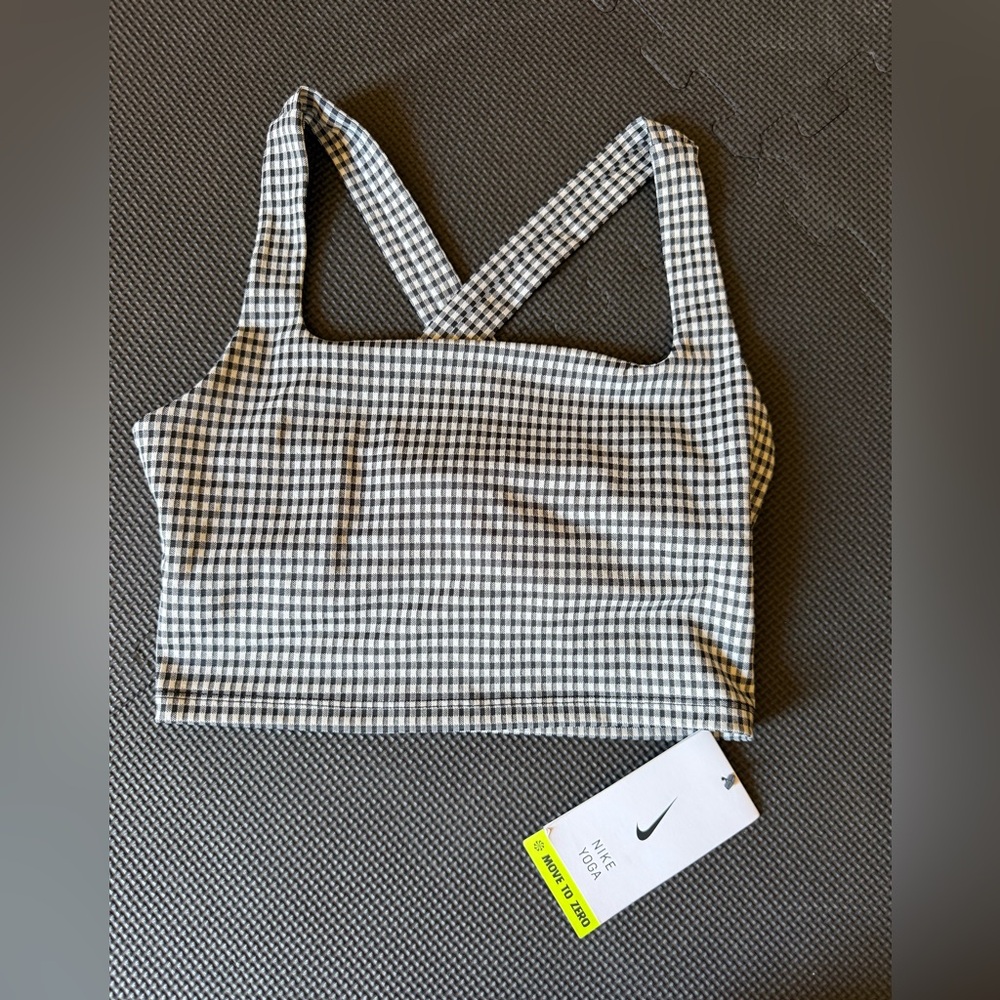 Nike Black and White Checkered Yoga Top